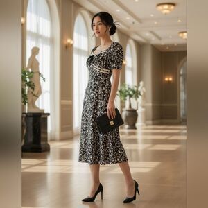 NWT Black and White Floral Dress